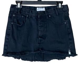 One Teaspoon Junk Yard Denim Mini Skirt Low Waist Cut Off Hem Black Size 26